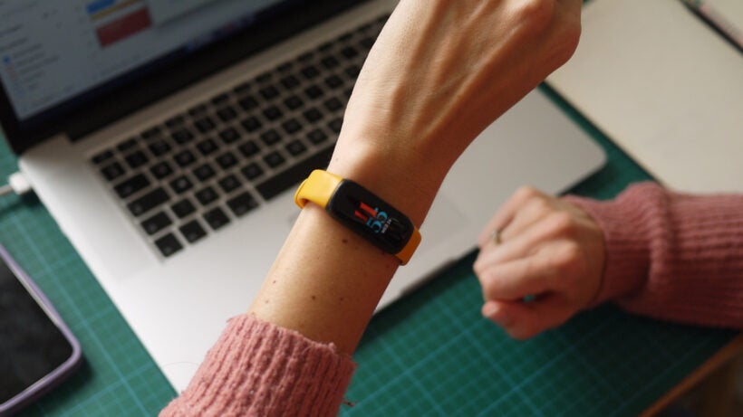 fitbit on woman's wrist