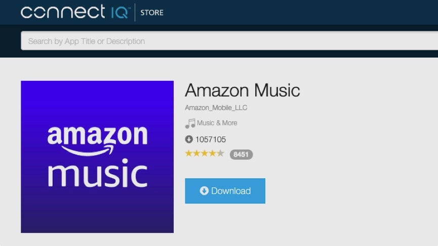 Amazon Music Garmin Connect IQ