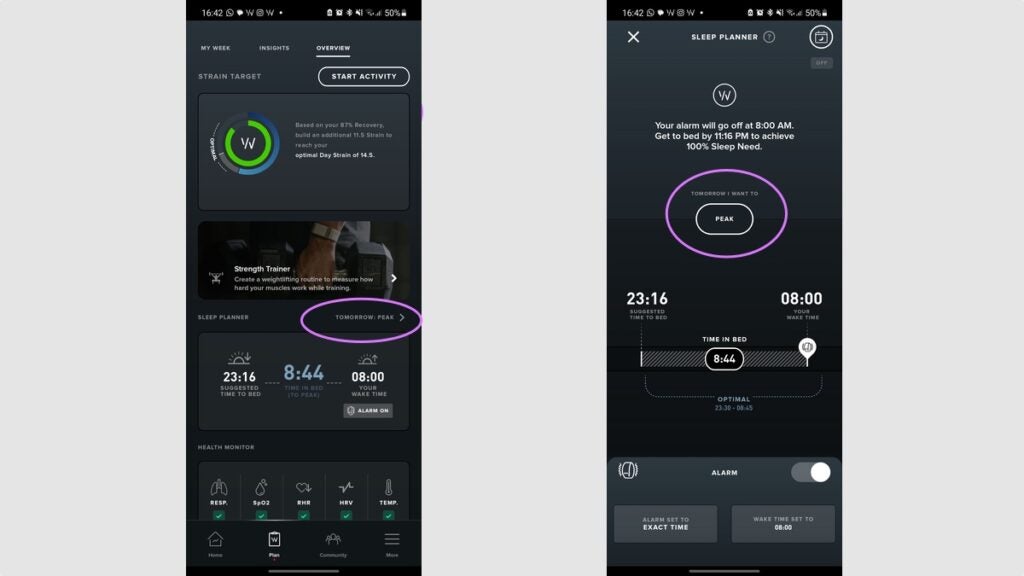 whoop tips tricks sleep planner