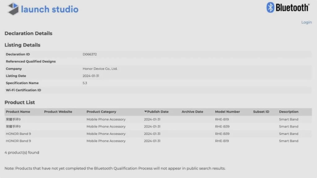 Honor Band 9 Bluetooth leak