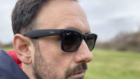 man wearing smart glasses