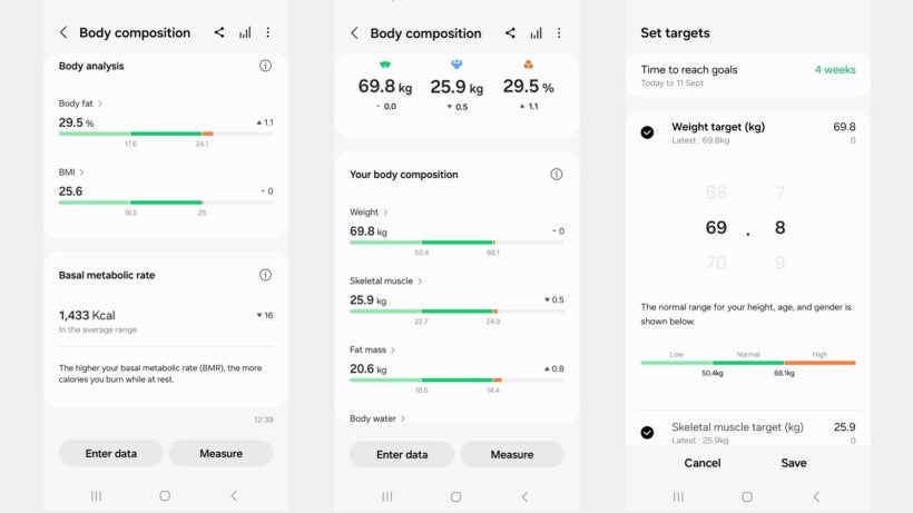 Samsung Galaxy Watch 7 body composition