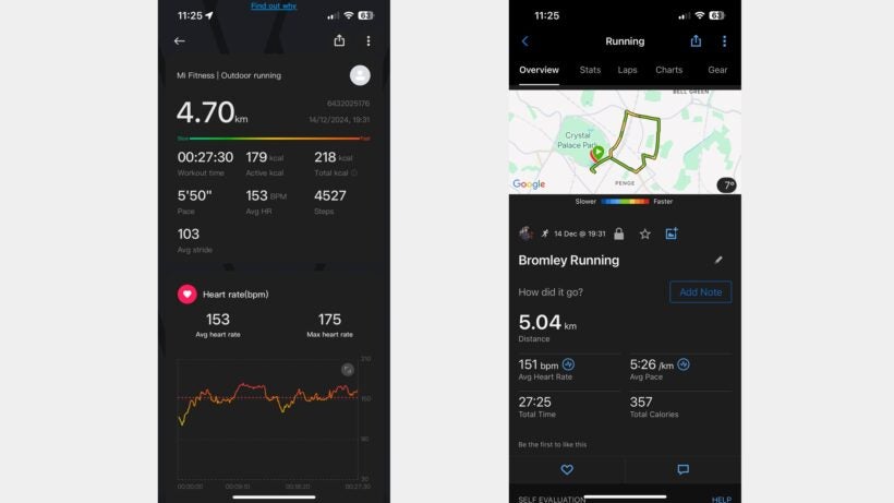 Xiaomi Mi Smart Band 9 Active running data